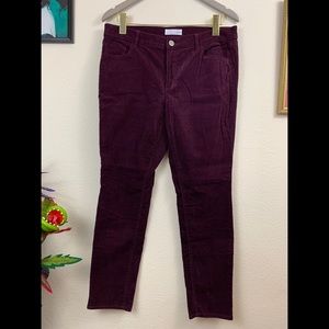 LOFT Burgundy Modern Skinny Corduroy Pants